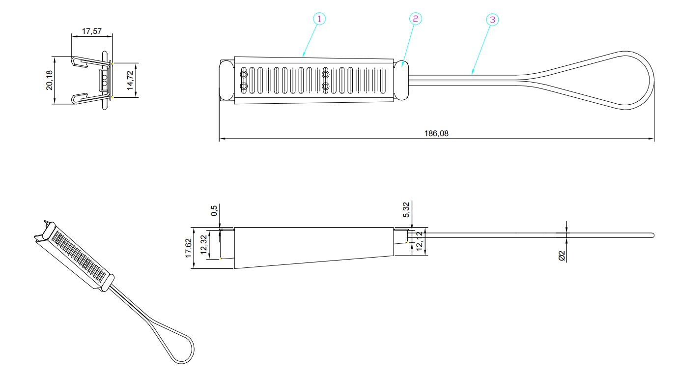 SS Wedge Anchor Clamp for Flat FTTH Cable